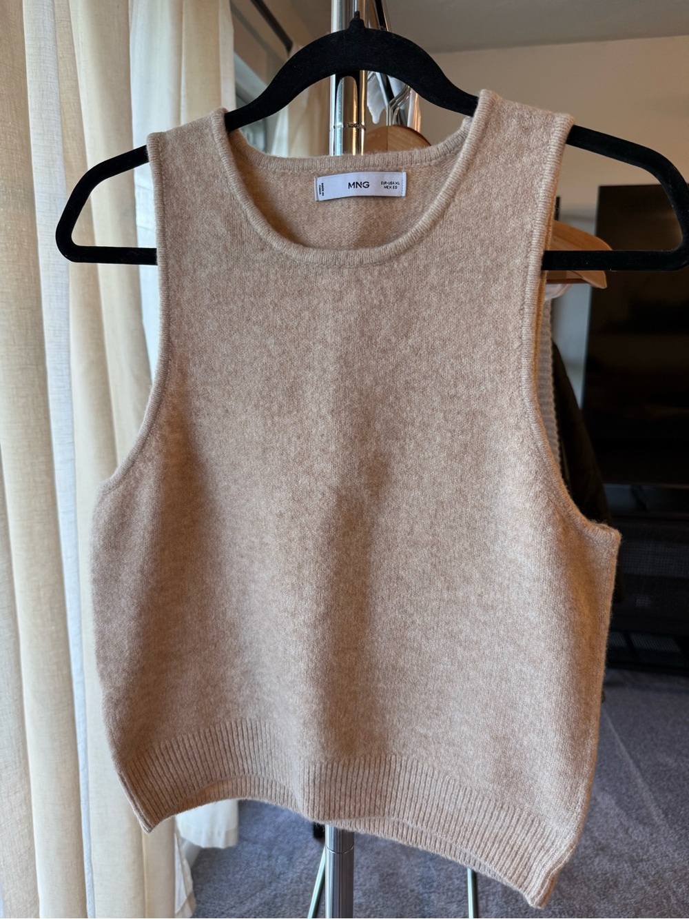 Mango MNG Beige Sleeveless Knit Sweater Vest XL